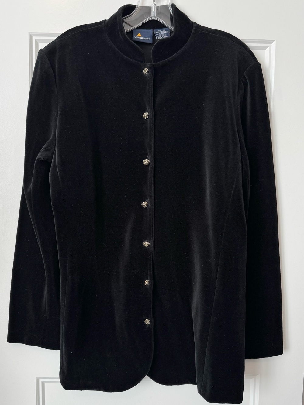 Lizsport Black Velour Snap Front Jacket Blazer Vintage Korean Made Medium